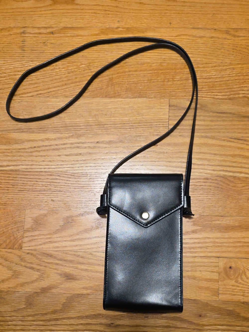 J. Crew Gracie Black Leather Crossbody Phone Pouch
